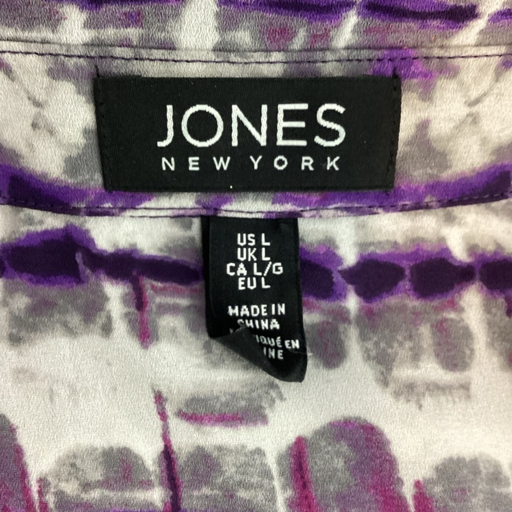 Jones New York Button Front Blouse Purple Abstract Print Size Large - Picture 6 of 7